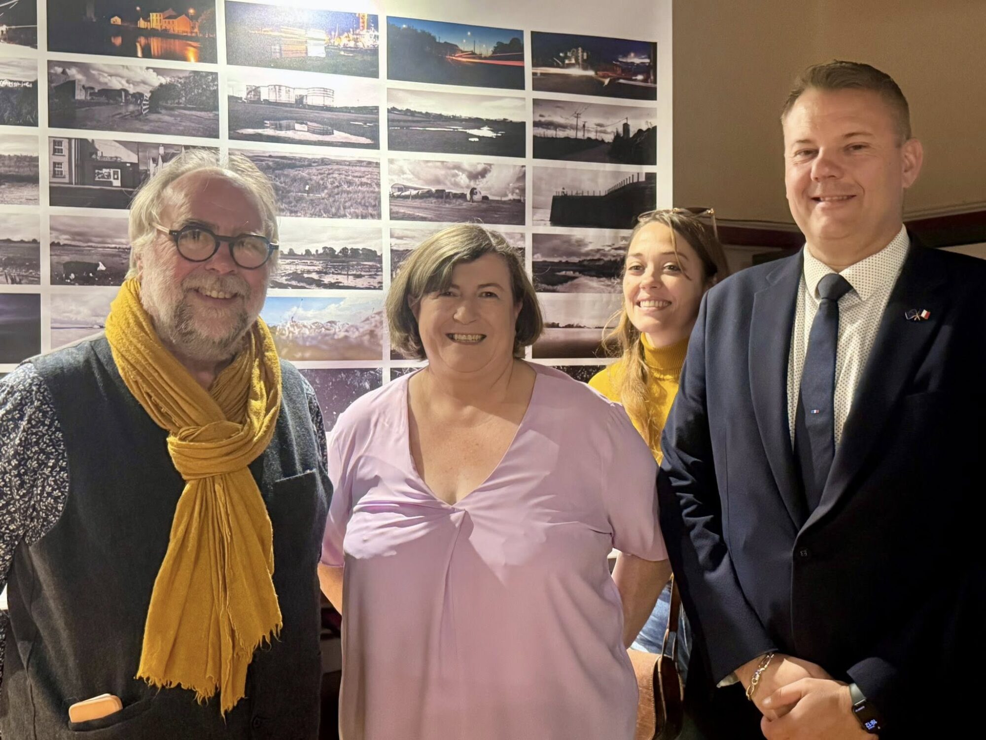 Artist Carl Cordonnier, Cara Trant, Executive Director Kerry Writers' Museum, artist Sandra Suire and Josselin Le Gall, Honorary Consul of France, at the official opening of FLOW.