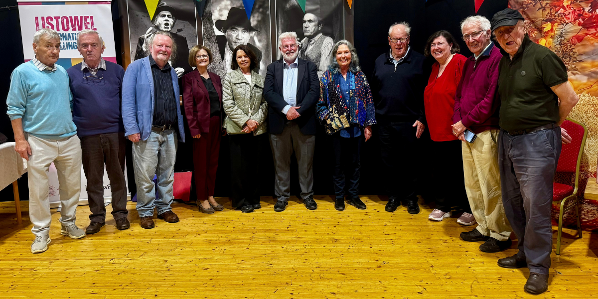 Dr Fiona Brennan with the contributors to Memories of Éamon & Maura Kelly, joined by Éamon's children, Eoin and Sinéad Kelly.