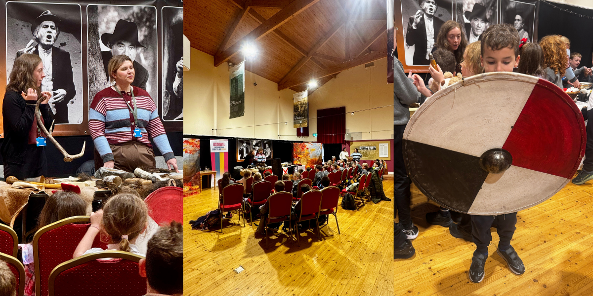 Hazel and Aisling from Kerry County Museum bring the Mobile Museum's handling collection to local pupils.
